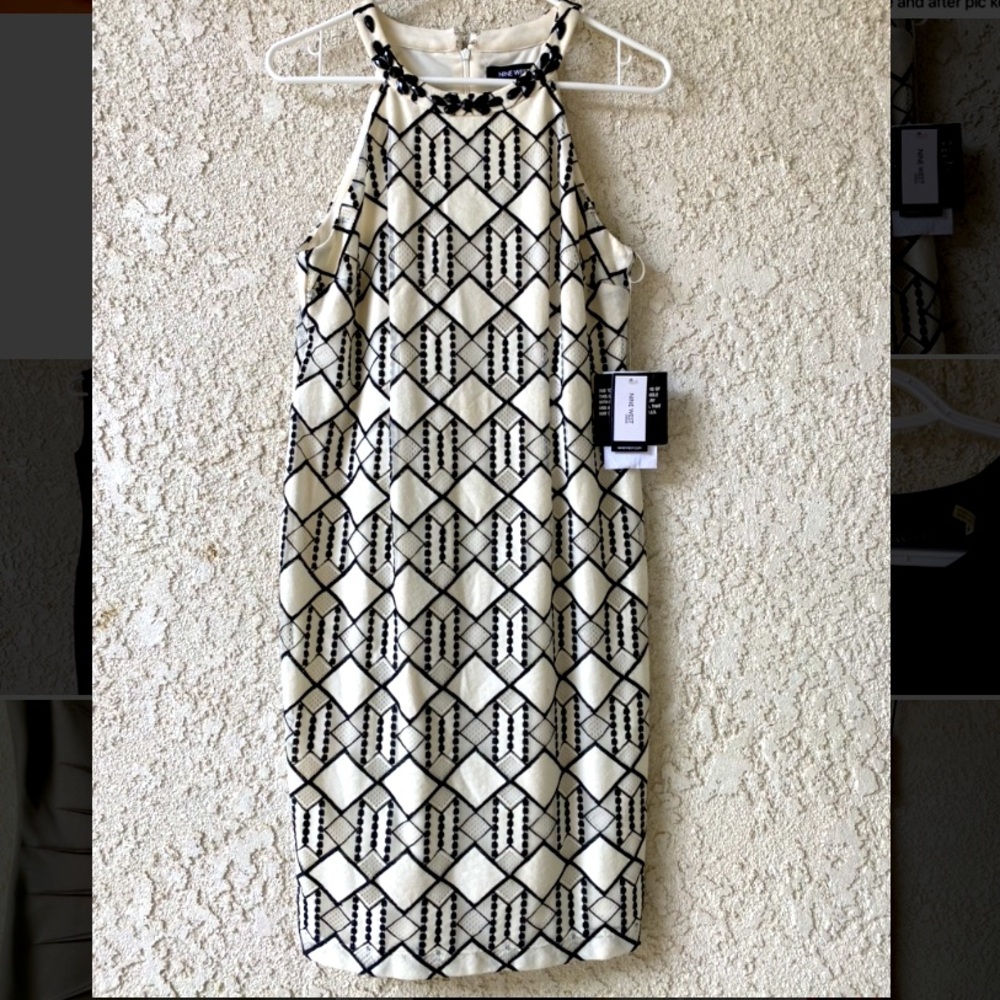 Nine West black and white (ivory) midi dress